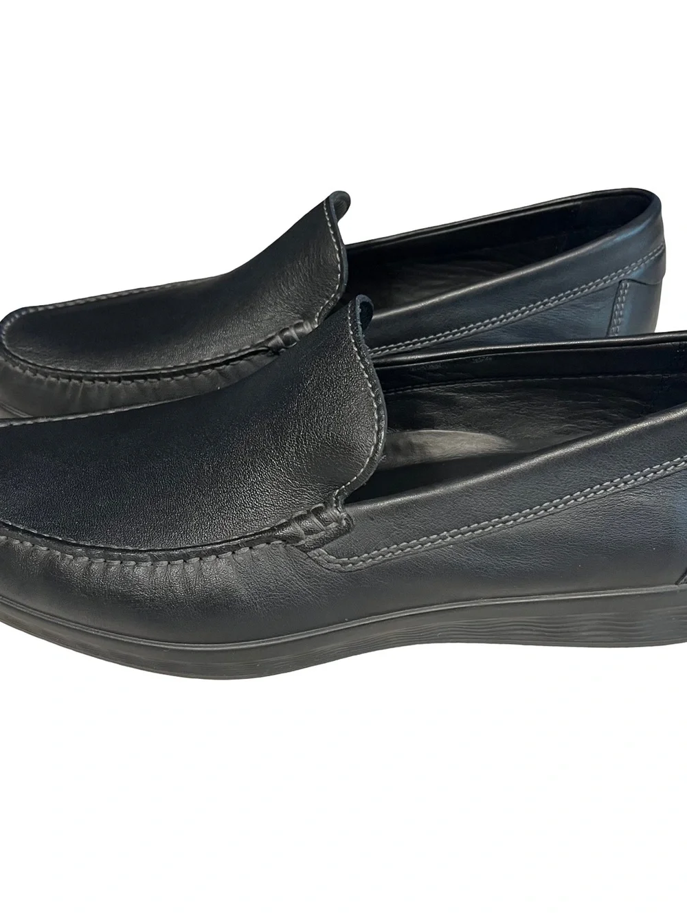 Ecco S Lite Men’s Black Leather Loafers Sz EU 44 US 10.5 Slip On Shoes EUC